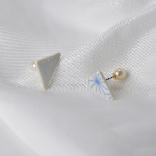 【出石焼】ピアス 麻の葉 51-0459