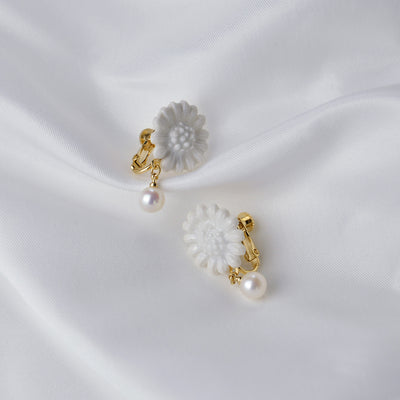 【出石焼】イヤリング 花 51-0458